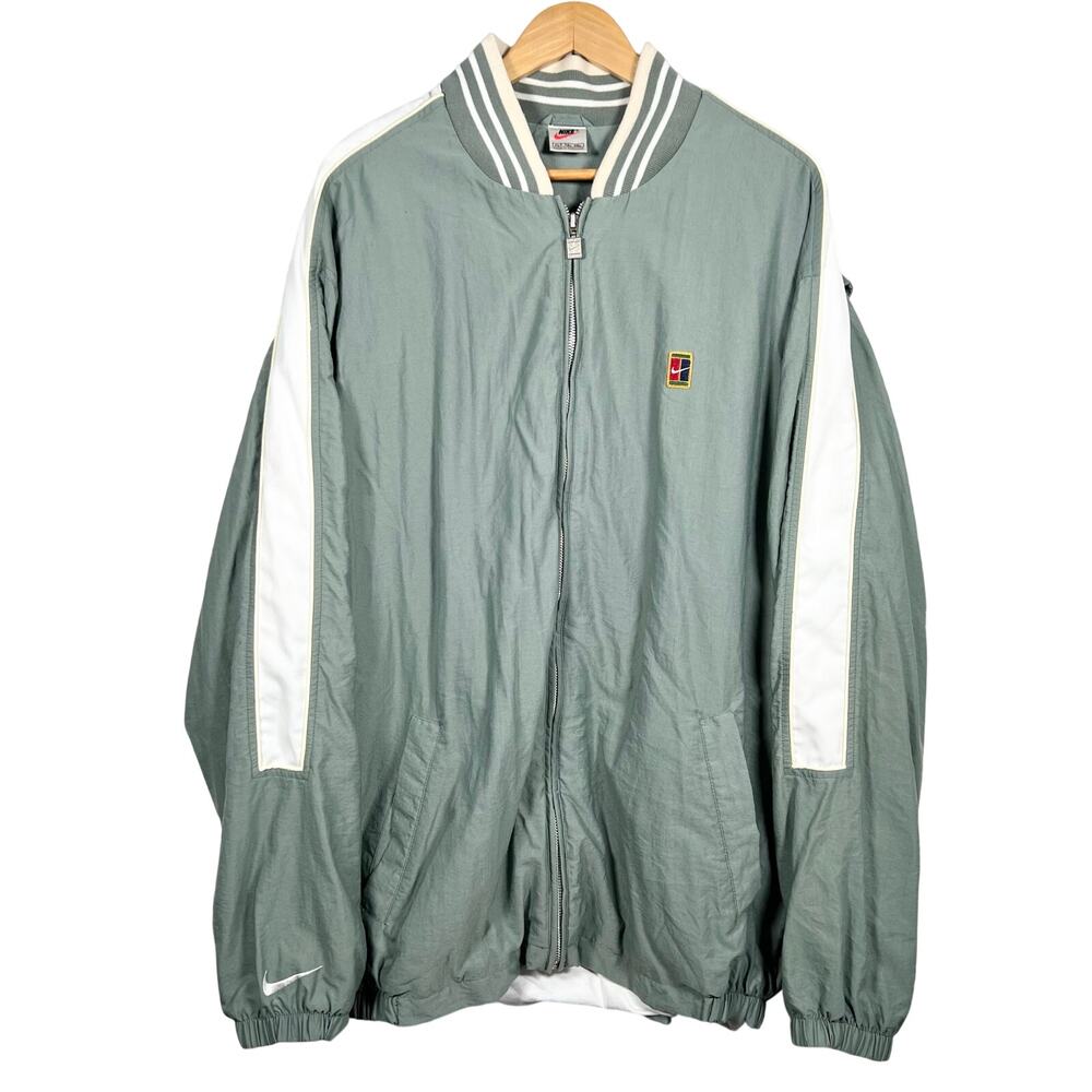Rare Vintage Nike White Tag Court Green White Full Zip Vented Jacket XL 25x33